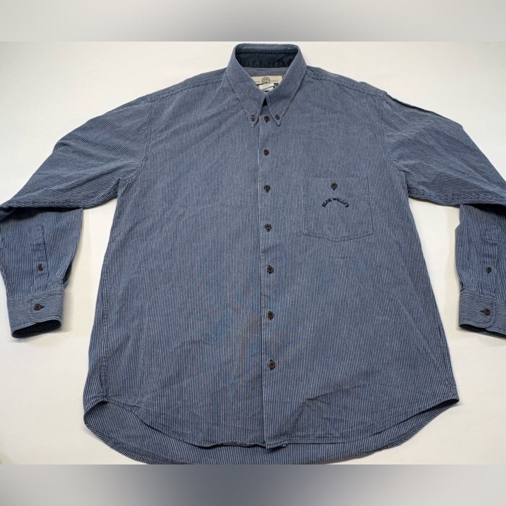 Blue Willli's Blue Micro-Striped Button-Down Shirt Size Large